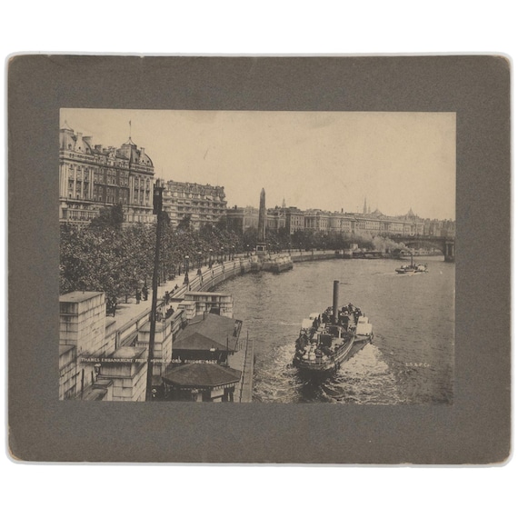 アンティークのロンドン・テムズ川写真 – 1887年の蒸気船の風景 - Etsy
