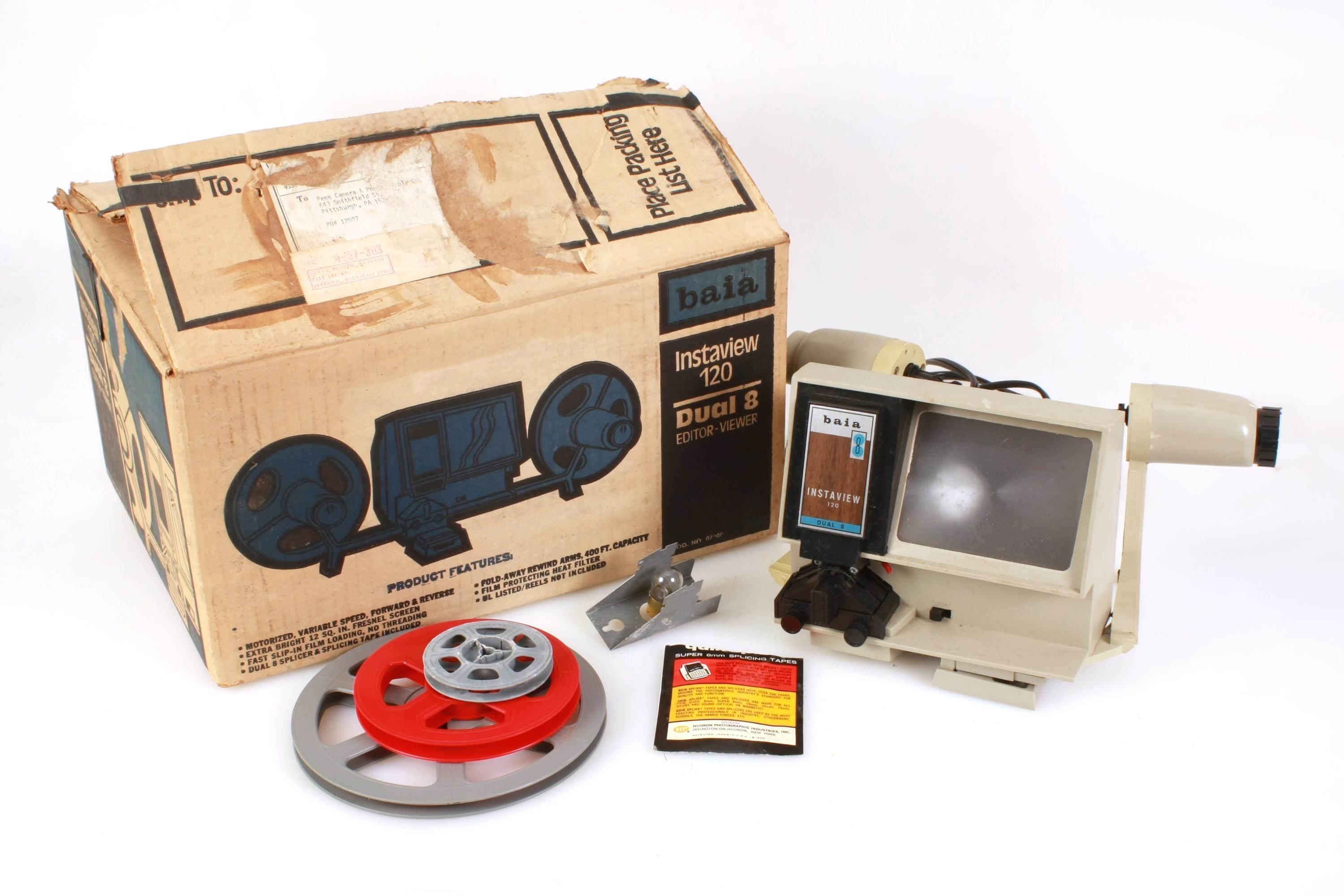 Baia Instaview 120 Dual 8 8mm Movie Editor W Reels, Built-in