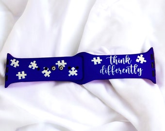 Apple Watch Band/'Think Differently' Autism/Apple watch band/Autism Awareness/Laser engraved