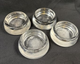 Hazel Atlas Clear Glass Furniture Leg Coasters Floor Protectors Set of 4