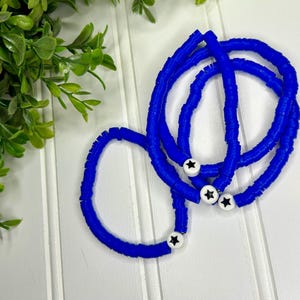 Blue Bracelet Movement/Blue Polymer Clay Heishi Beads Bracelet/Blue Friendship Bracelet/Blue Minimalist Bracelet/Blue Dot Red State