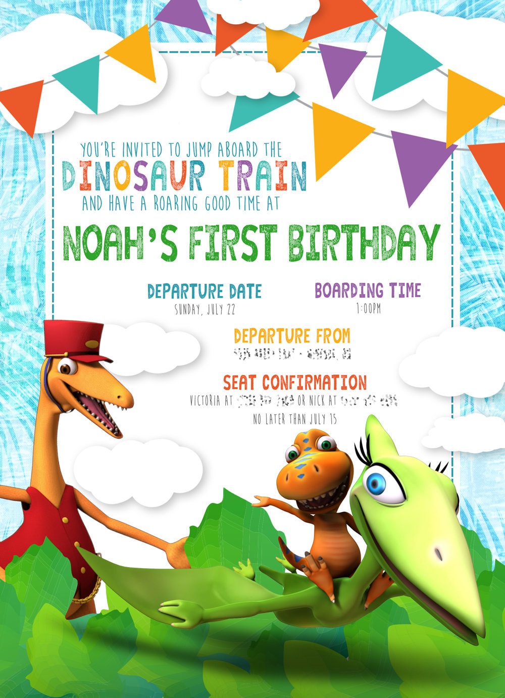 Dinosaur Train Birthday Invitation - Etsy