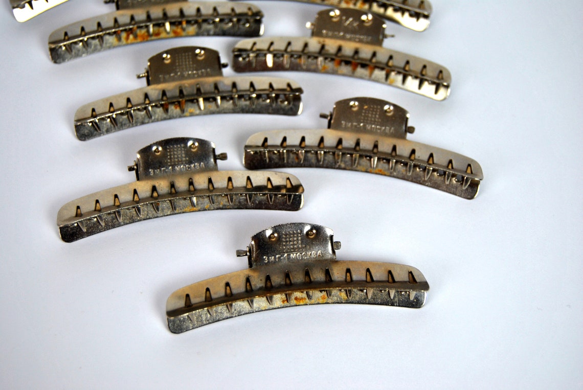 Rare Vintage Hair clips. Lot set of 9. Aluminum clips for Etsy