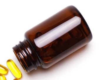 Amber Glass Pill Bottle: 5 oz Vitamin, Herb, Supplement Organizer