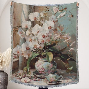 Snow Queen Orchid Blanket: Boho Throw Blanket, Large Throw Blanket, Boho Throw Blanket Size, Decorative Throw Blankets for Her Gift-for Her
