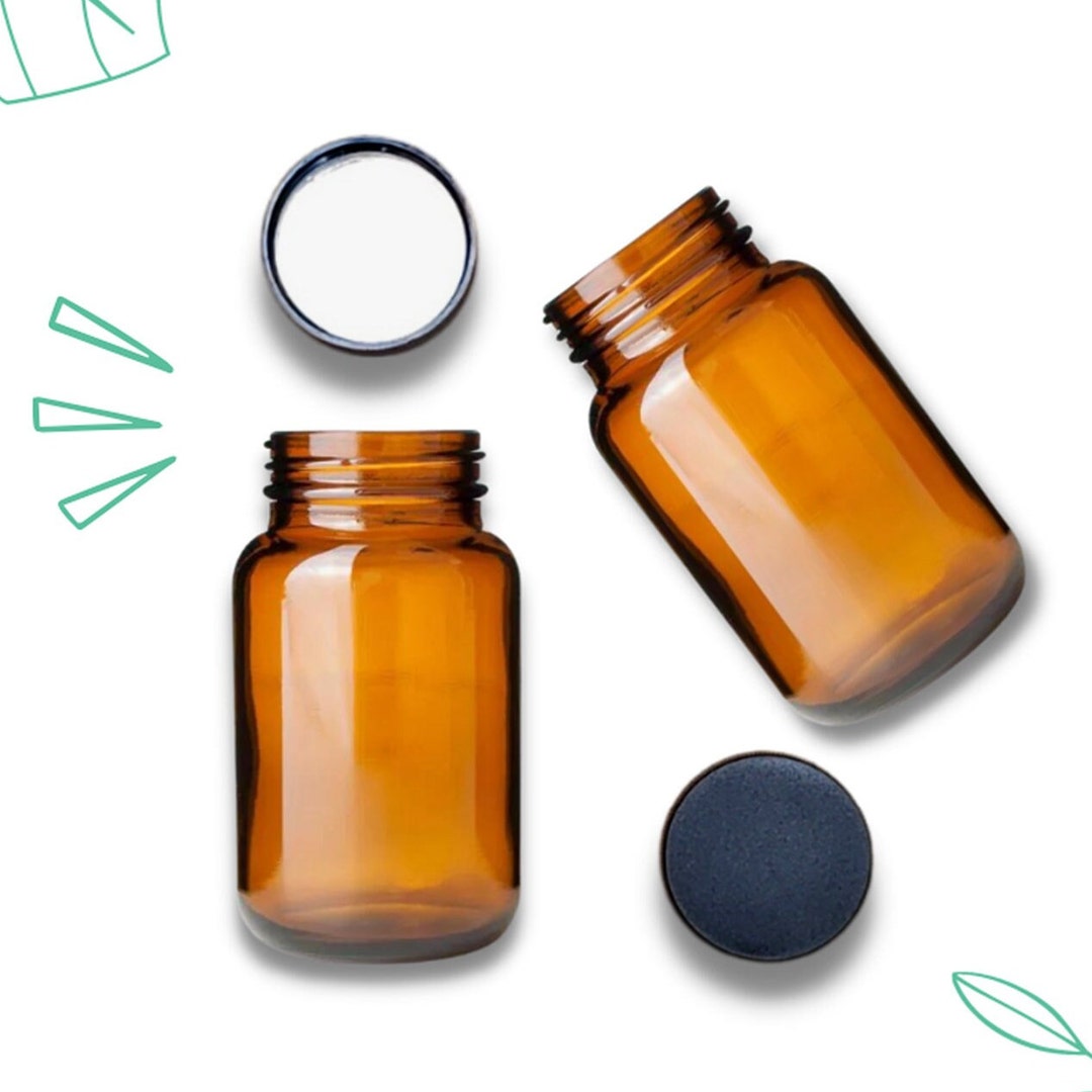 Product Jar Glass Pill Bottle Pill Organizer Amber Bottles Etsy