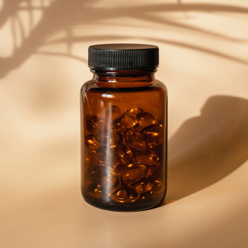 Amber Glass Bottle Glass Pill Bottle Vitamin Bottles Etsy