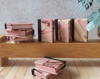 Miniature book, diary, notebook, album, marbled cover, miniature library 1:12 scale