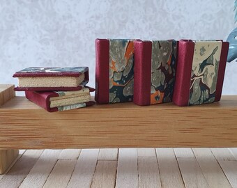 Miniature book, diary, notebook, album, marbled cover, miniature library 1:12 scale