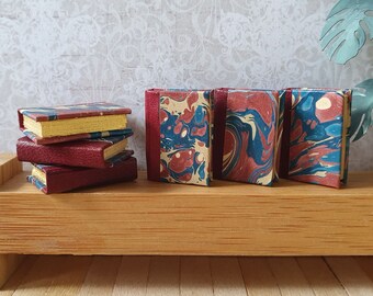 Miniature book, diary, notebook, album, marbled cover, miniature library 1:12 scale