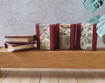 Miniature book, diary, notebook, album, marbled cover, miniature library 1:12 scale