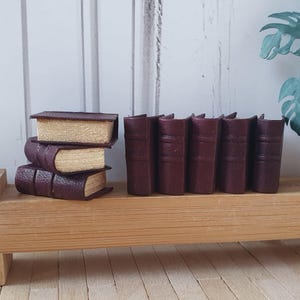 Tiny Leatherbound Miniature Book - Perfect Dollhouse Library Addition, miniature library 1:12 scale