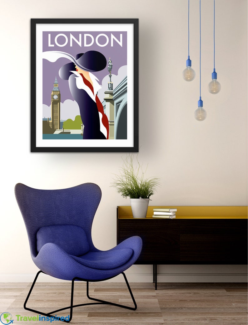 Vintage London Poster Art Deco London Art Work European Etsy