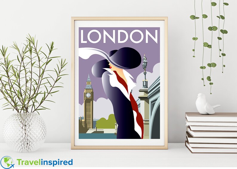 Vintage London Poster Art Deco London Art Work European Etsy