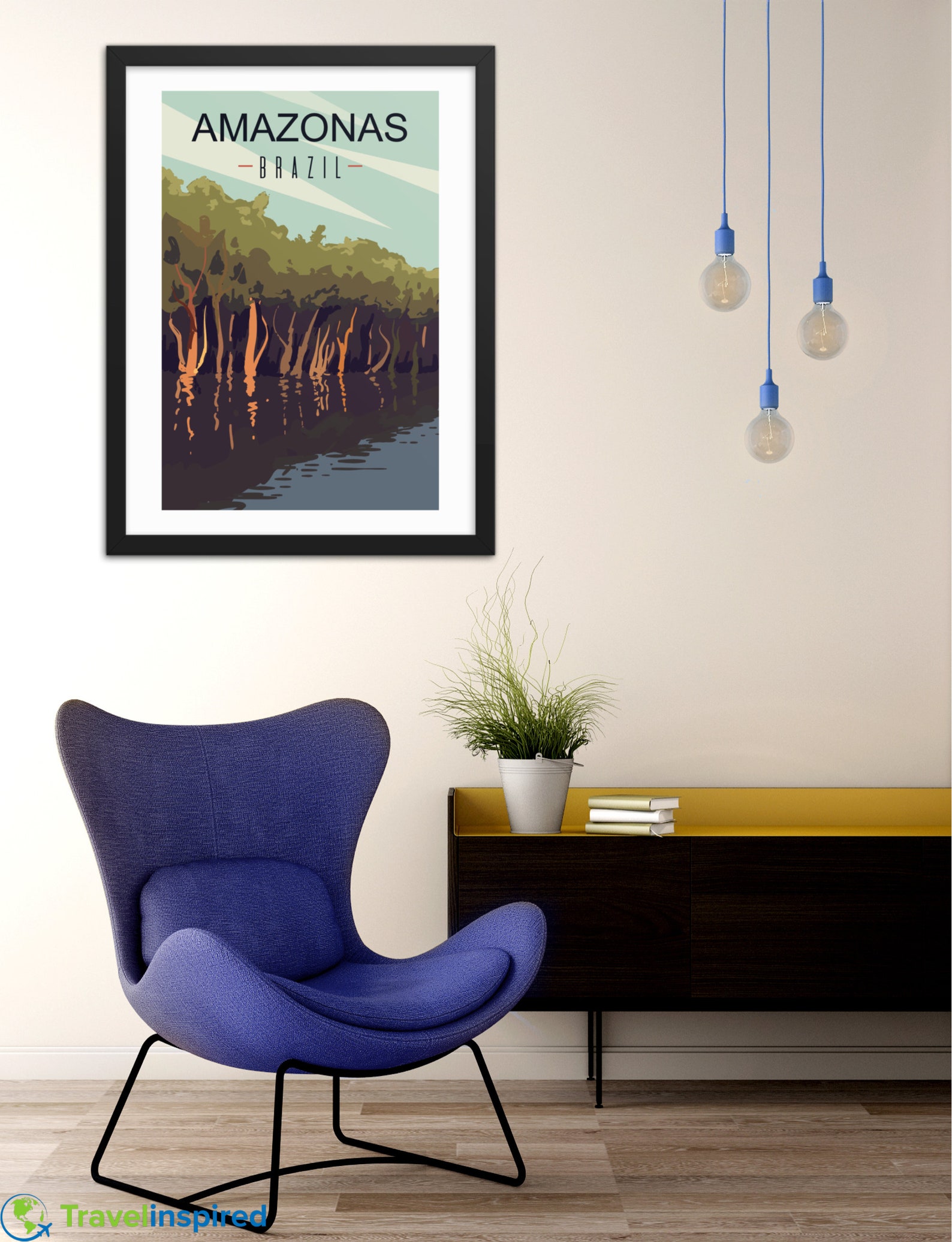 Retro Amazon Rainforest Brazil Poster Amazonas Illustration Etsy