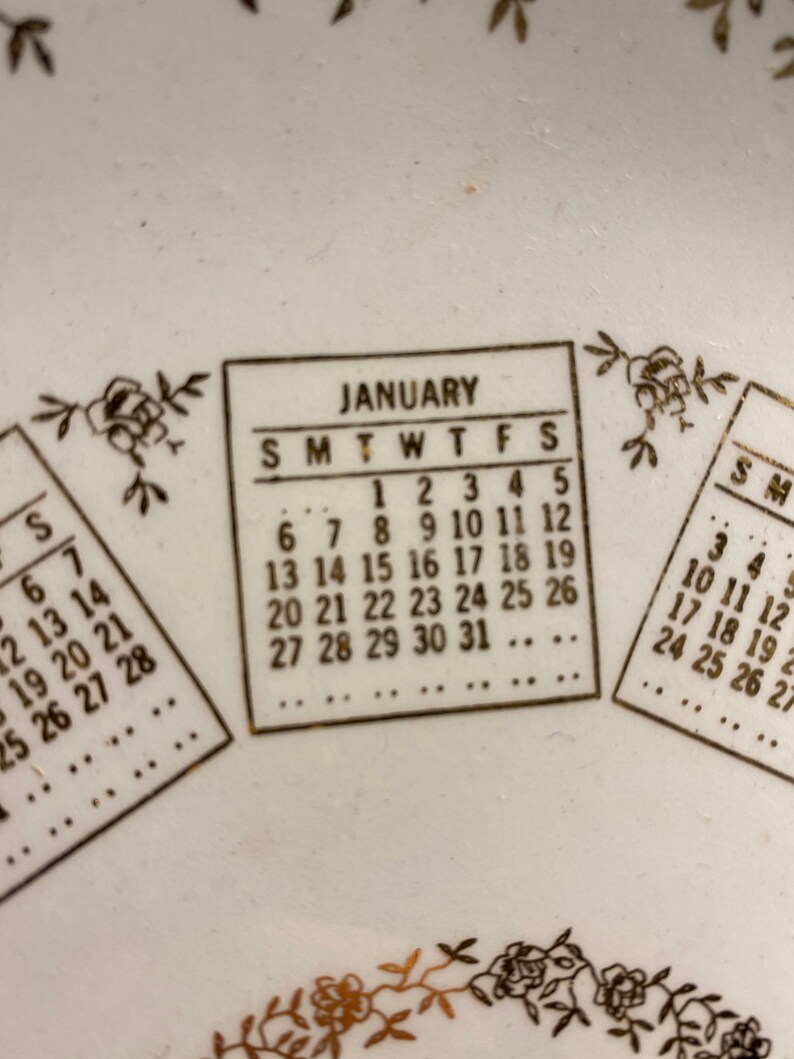 1957 Monthly Calendar Commemorative Plate Etsy