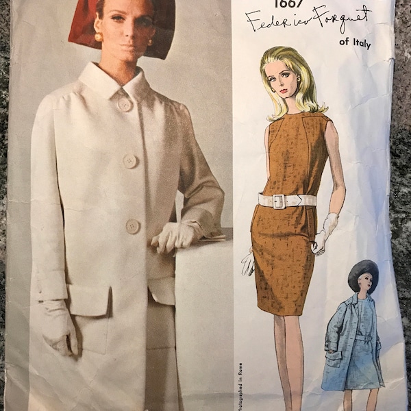 Patron Vintage Vogue 1967 Robe Et Veste Federico Forquet | Motif B34 | Non Découpé | Collection Années 60