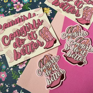 Ensemble d'autocollants et de cartes artistiques Cowgirls Do it Better