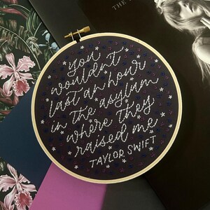 Raised Me Quote. Embroidery Hoop Art (6 inch size). Lettering Design.