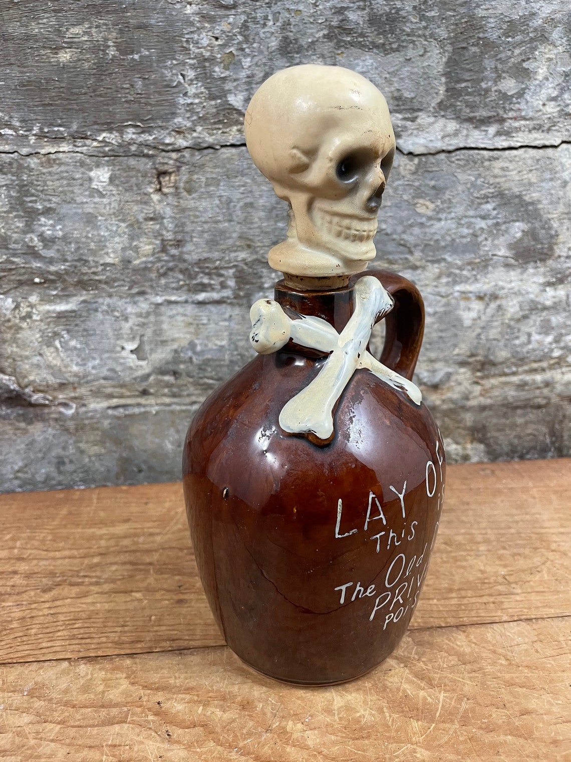 Novelty Ceramic Liquor Jug Decanter With Skull Stopper Etsy
