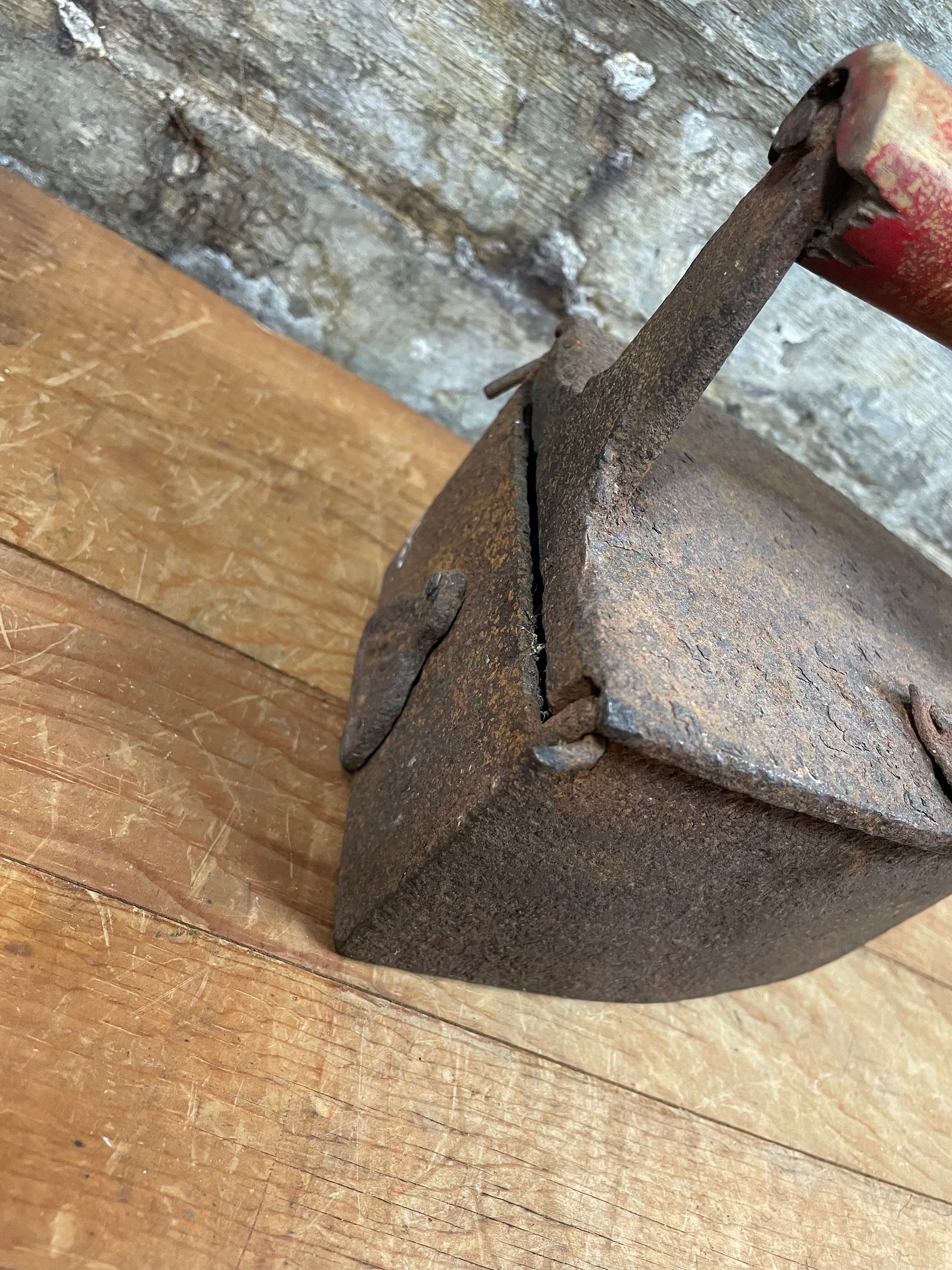 Antique Sad Iron Coal Iron with Chimney and Wooden Handle Etsy