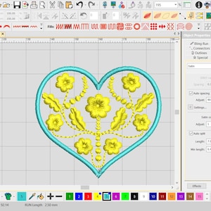 Heart Machine Embroidery Program, Floral Design, Heart Patch with Flowers