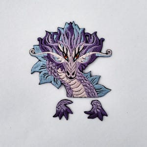 Dragon embroidered patches, Mythical creatures iron-on patch, Dragon appliques, Cute patch dragon, Violet patch, Unusual patch on pocket