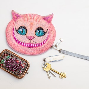 Sac à main chat du Cheshire brodé mignon fille rose tendre sourire tendance portmone adolescent sac à main d'école cadeau d'hiver sac à main à la mode de printemps