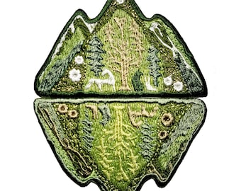 Green patch, Nature patch embroidered, Mountain patch, Animal patch, Embroidery landscape, Patch on hole, Jacket Patch, Iron patch