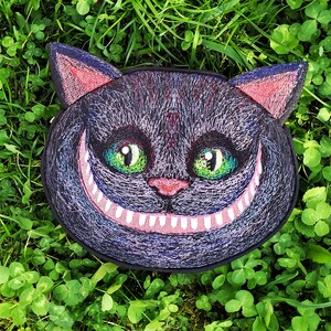 Bolso de mano con gato de Cheshire negro Bolso bordado Bolso festivo Bolso de moda Bolso de mano con diseño de gato Bolso de mano con diseño de gato