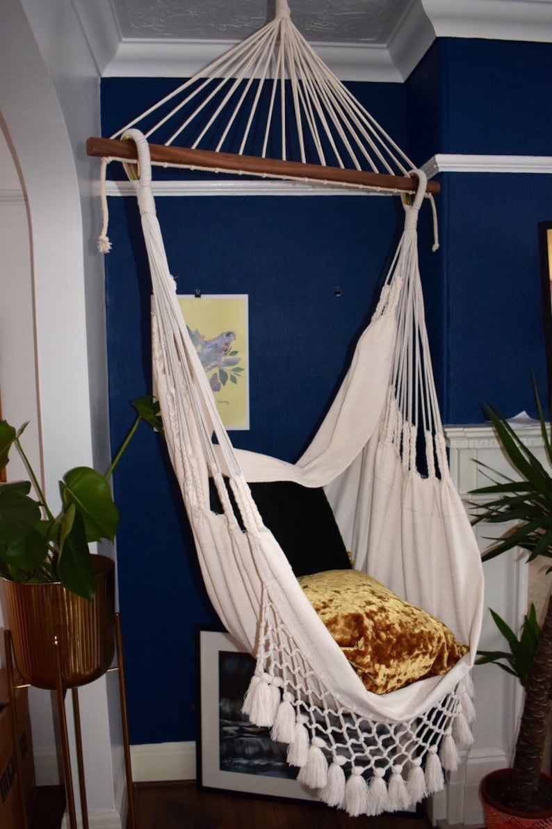 Borlas Finish OakWalnut 100/% Cotton Hammock Chair