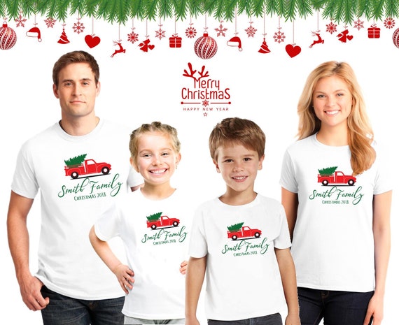 Christmas matching Family shirts with custom Name Xmas family | Etsy