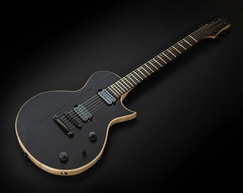 Handmade Custom Electric Guitar Solid Black Top GQ6 / Les Paul Type