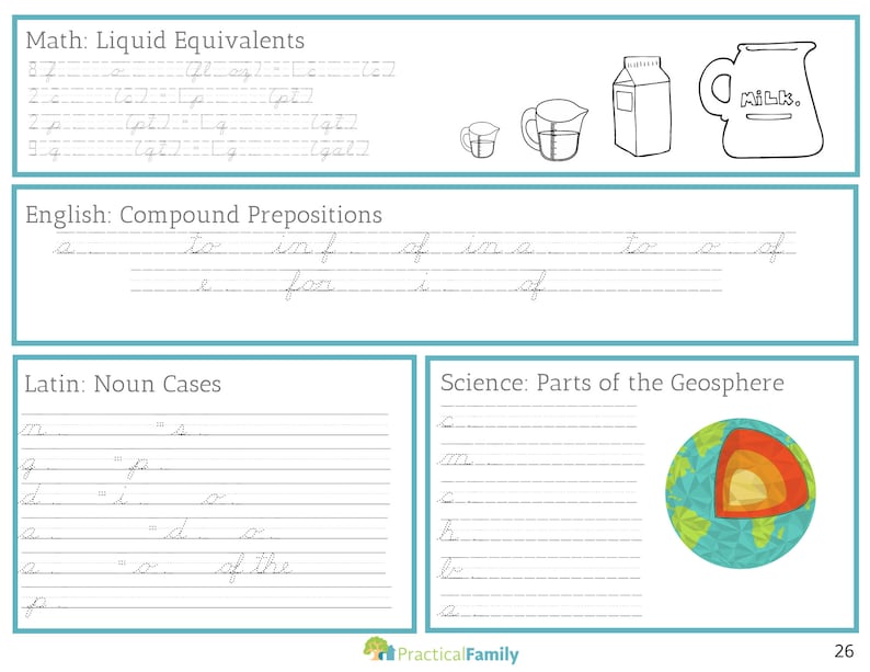 CC Cycle 1 Weekly Sheets CURSIVE