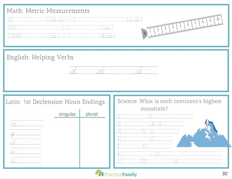 CC Cycle 1 Weekly Sheets CURSIVE