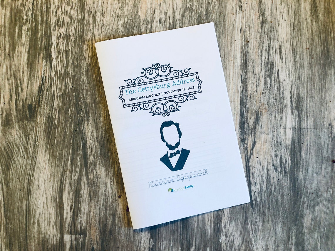 The Gettysburg Address - CURSIVE Copywork - Etsy