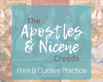 Apostles & Nicene Creeds - English + Latin - Print and Cursive Practice