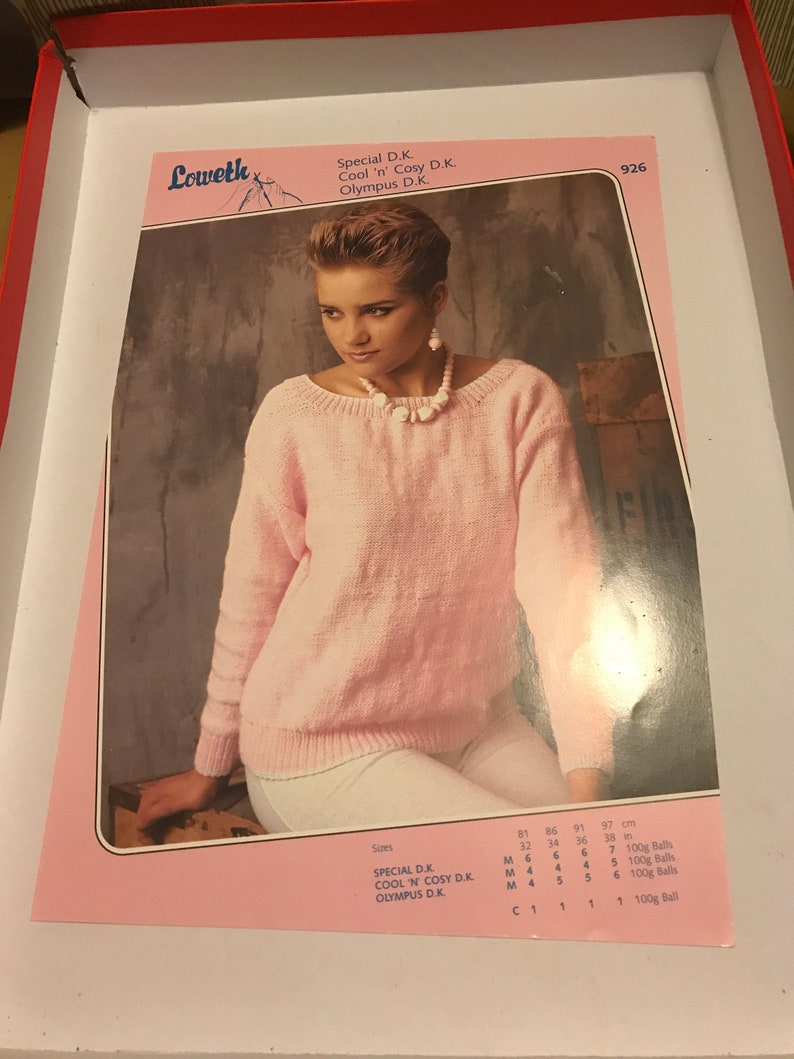 Loweth double knit vintage jumper knitting pattern 32-38 bust