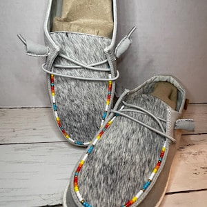 Size 8 Custom Hey Dudes / Cowhide Hey Dudes