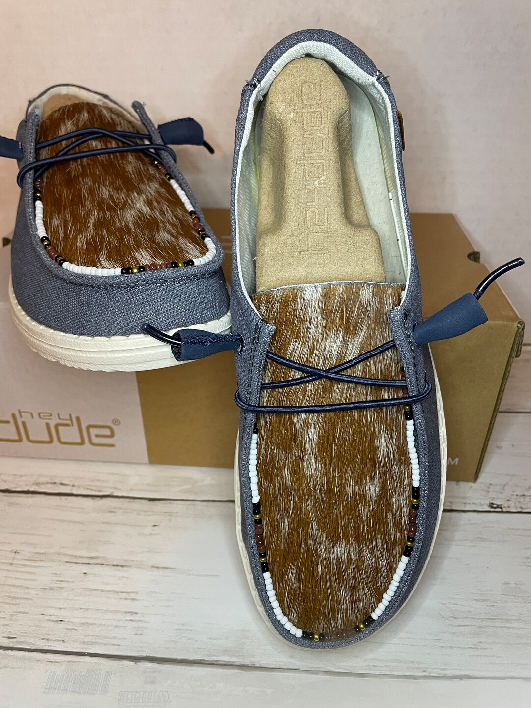 Size 7 Custom Hey Dudes / Cowhide Hey Dudes Etsy
