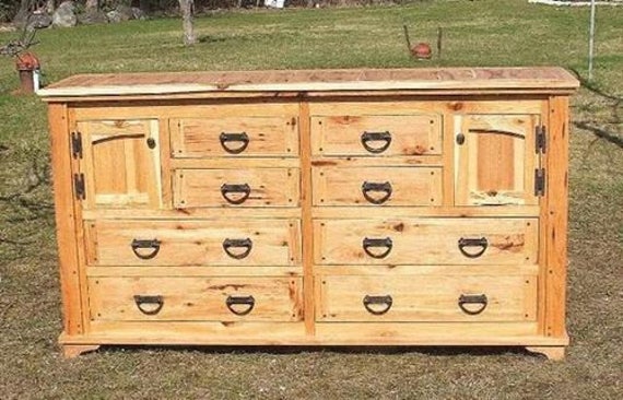 Hickory 8 Drawer Rustic Dresser Bedroom Furniture Rustic Etsy