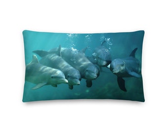 Friendly Dolphin Premium throw Pillows