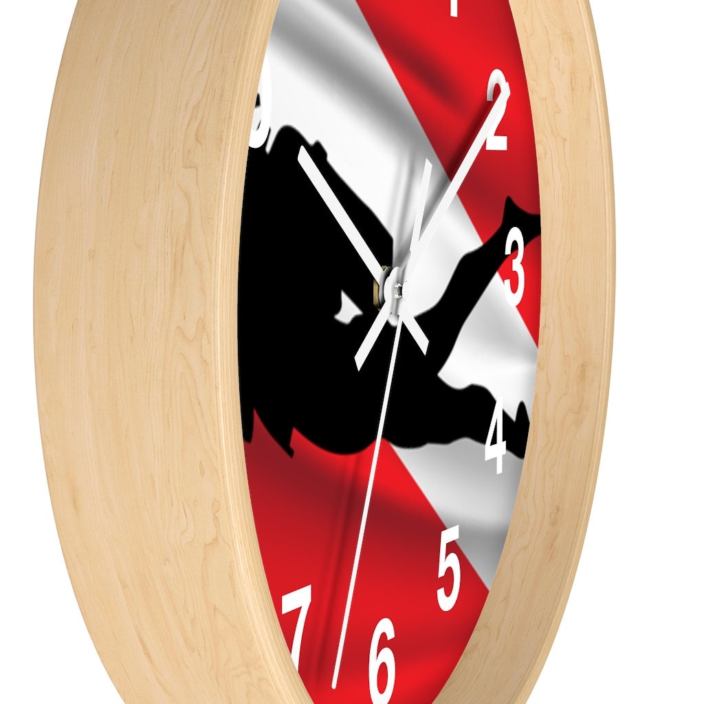Dive Flag with Female Scuba Diver - Wall clock