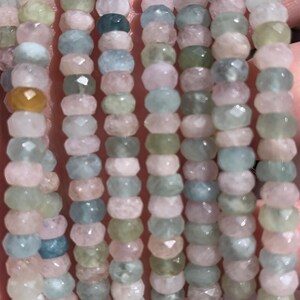 5.5 x 4mm Faceted Beryl (Aquamarine and Morganite) Rondelle Beads