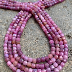 4mm Faceted Ruby Cube Beads