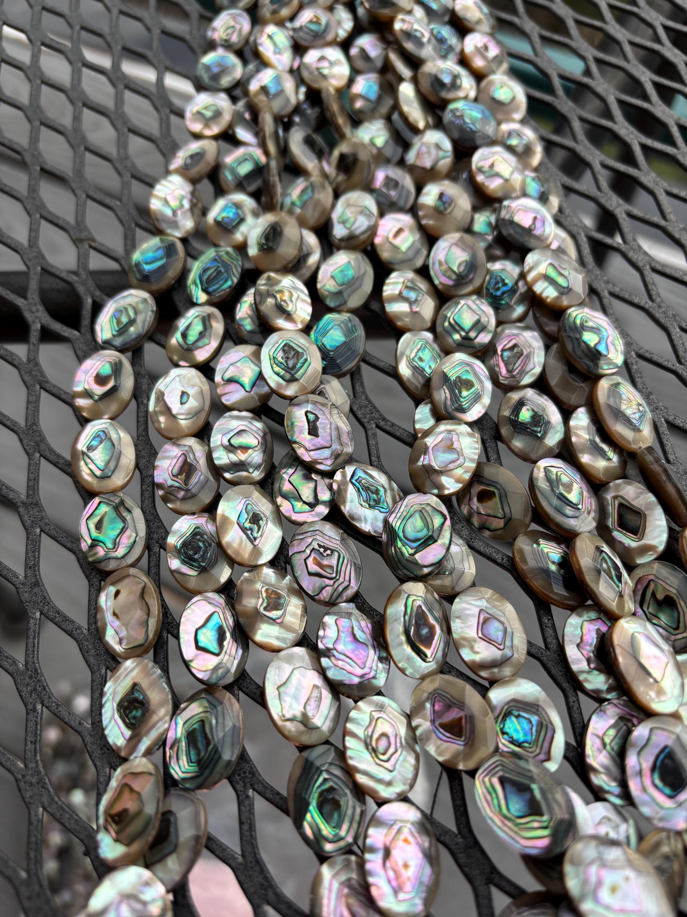 12mm X 16mm Faceted Abalone Shell Oval Bead - Etsy