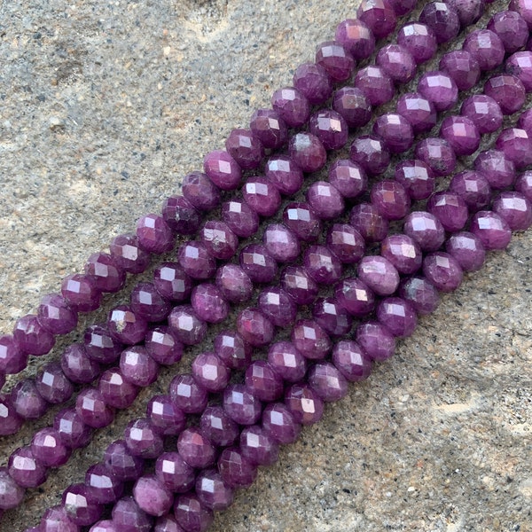 6 x 4mm Faceted Purple Sapphire Rondelles