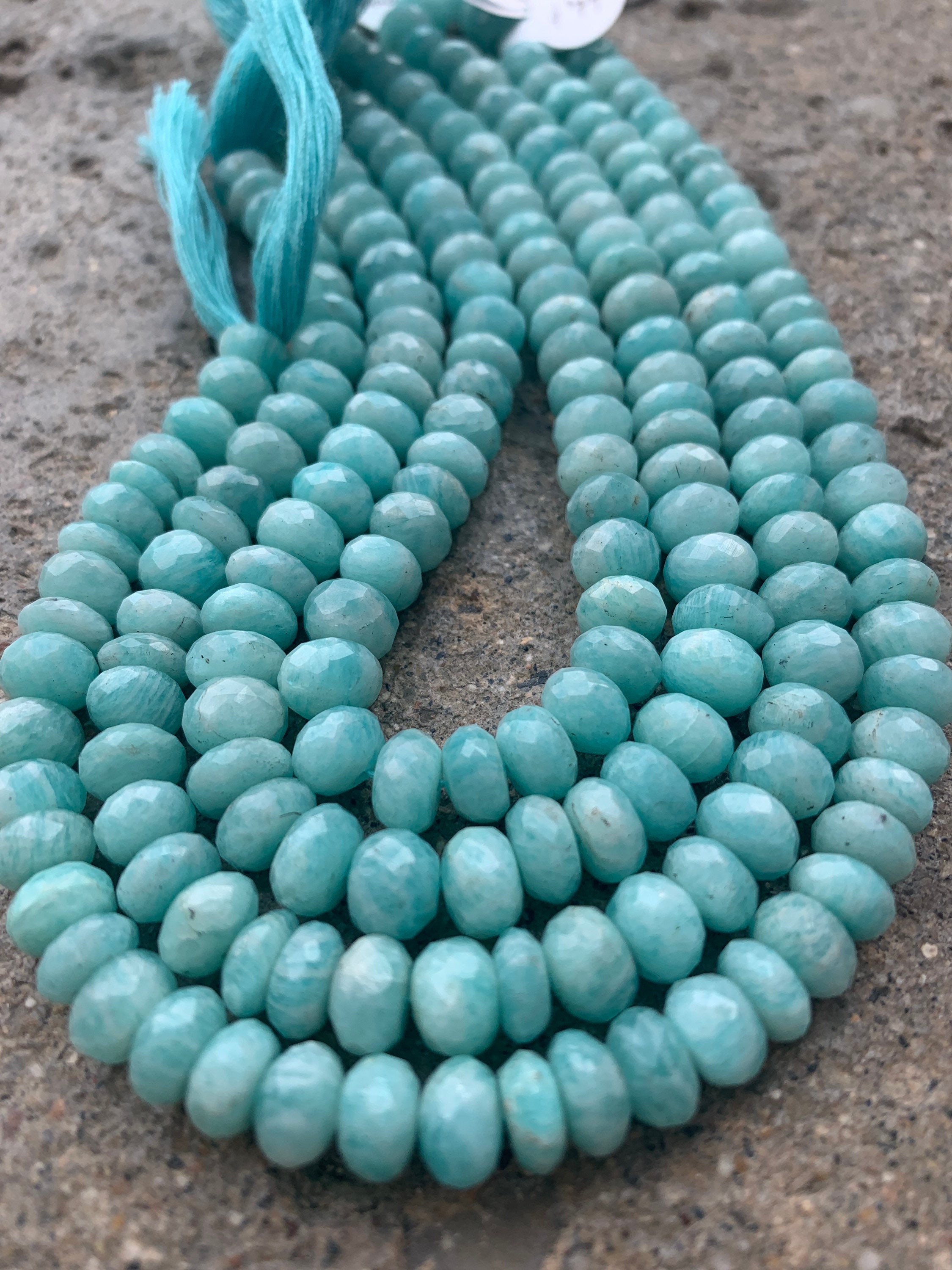 7.5mm Faceted Light Blue Amazonite Rondelle Beads Etsy