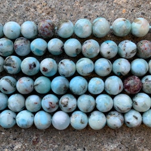 8.5mm Round Smooth Larimar Beads