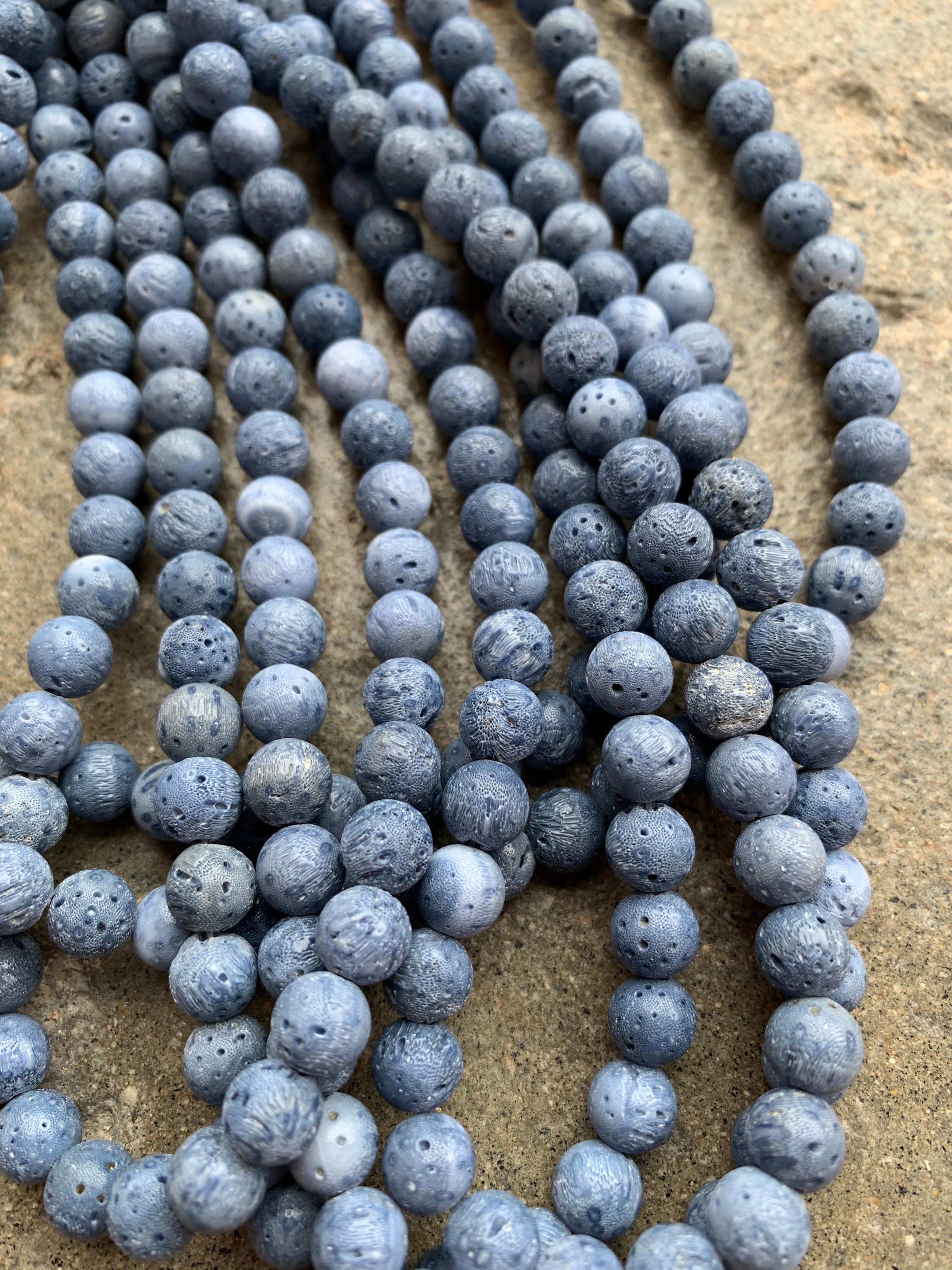 8mm Round Blue Sponge Coral Etsy Hong Kong